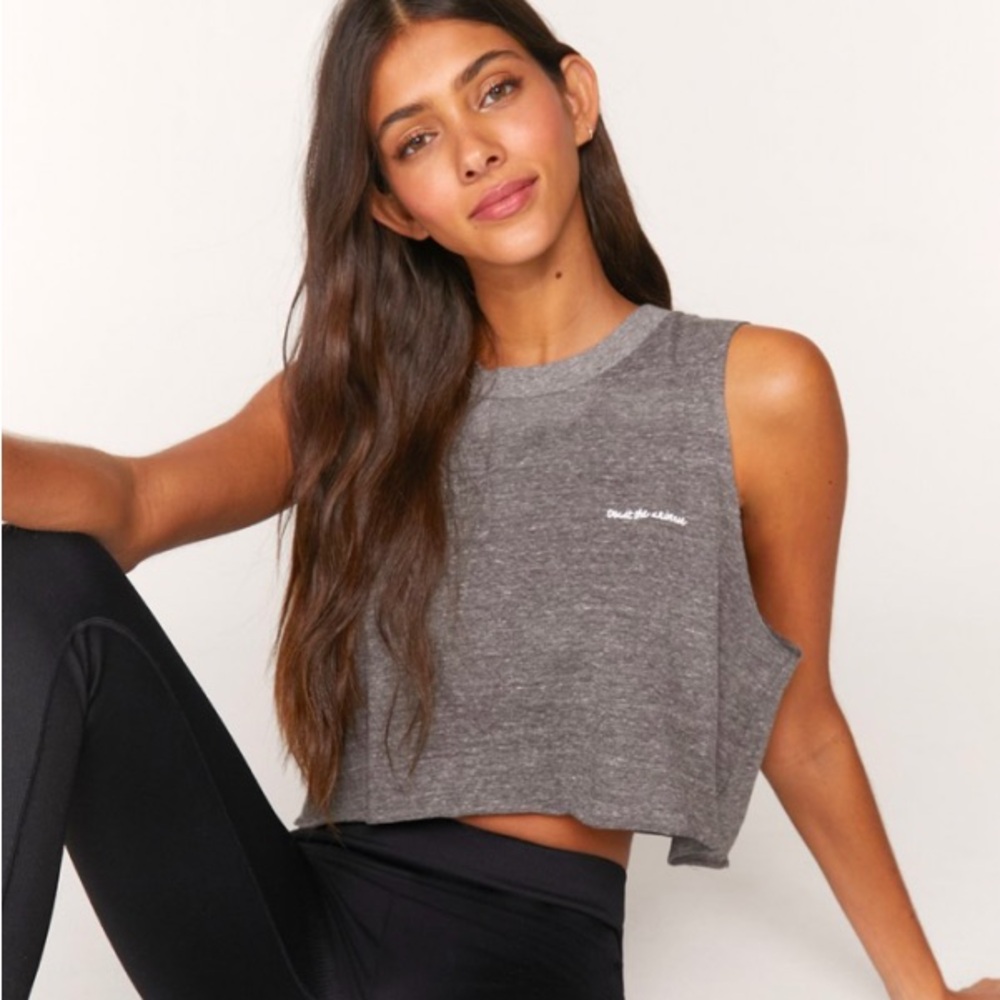 Spiritual Gangster grey Crop Top tank small trust the universe